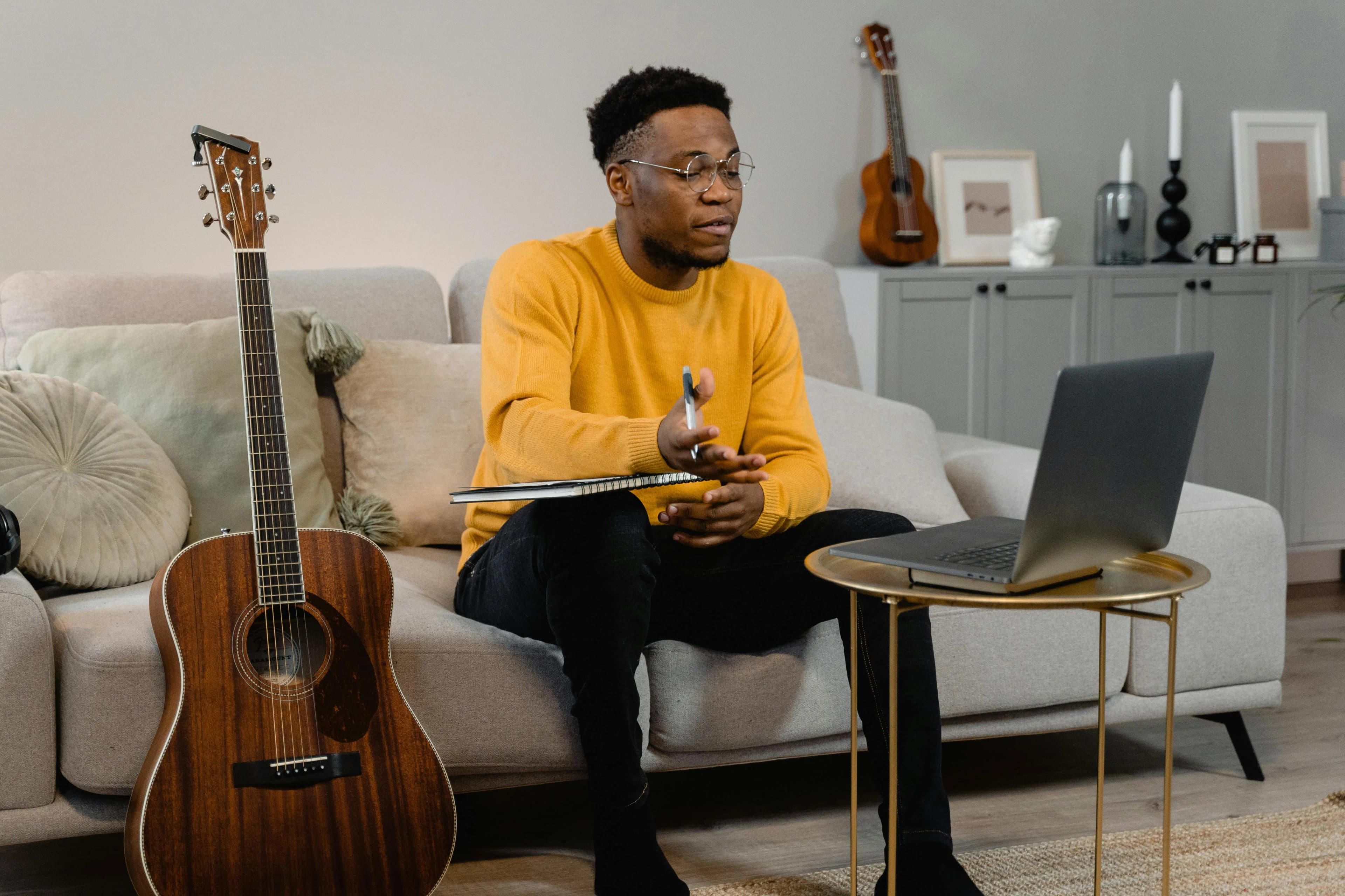 Student taking a music lesson